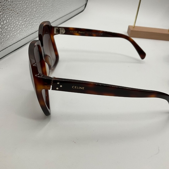 CELINE 61mm Gradient Square Sunglasses In Blonde Havana/ Gradient Roviex - Picture 5 of 6